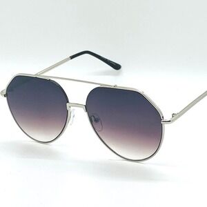 Oversized Round Pilot Sunglasses Gradient Lens Metal Rims in Back Spring Hinge‎